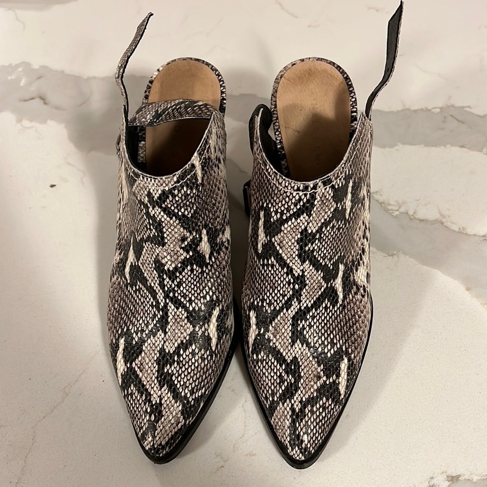Halogen snakeskin booties